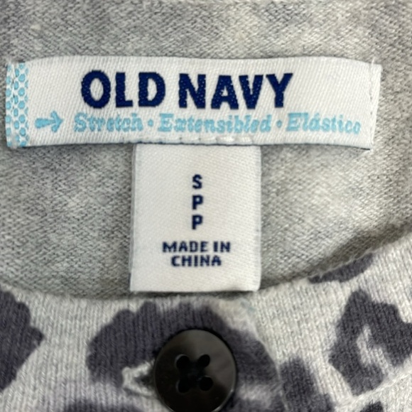 Old Navy Stretch Cardigan Long Sleeve Grey Animal Leopard Print S - Picture 10 of 16